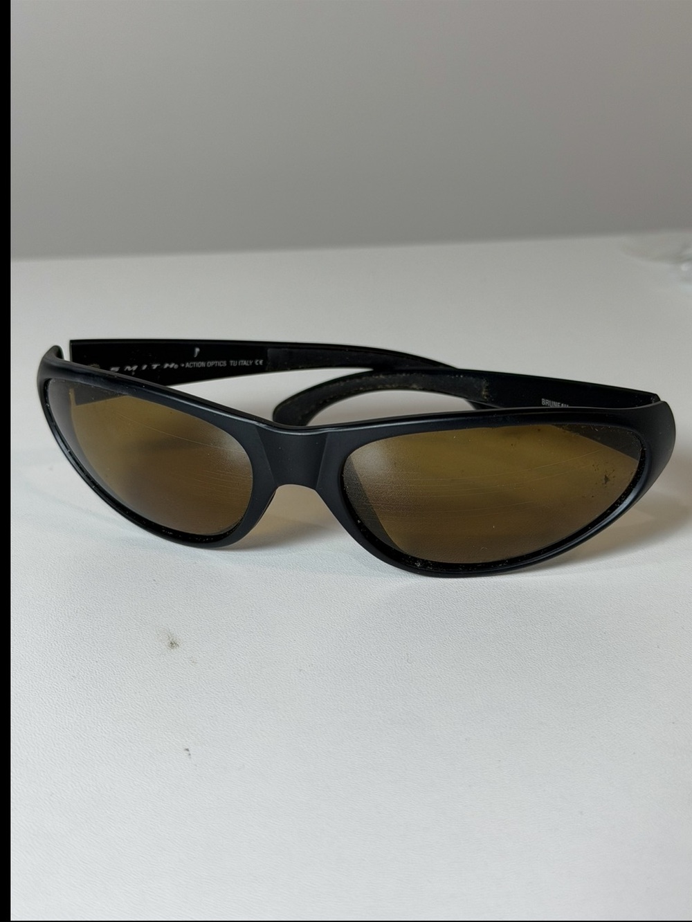 SMITH Bruneau Made in Italy Black Frame Polarized Sunglasses Brown Lense